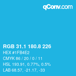 カラーコード: RGB 31.1 180.8 226 | qconv.com