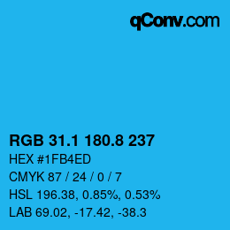 Color code: RGB 31.1 180.8 237 | qconv.com