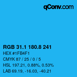 Color code: RGB 31.1 180.8 241 | qconv.com