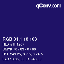 カラーコード: RGB 31.1 18 103 | qconv.com