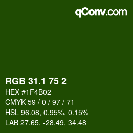 カラーコード: RGB 31.1 75 2 | qconv.com