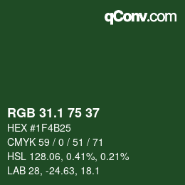 カラーコード: RGB 31.1 75 37 | qconv.com