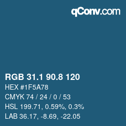 Color code: RGB 31.1 90.8 120 | qconv.com