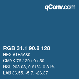 Color code: RGB 31.1 90.8 128 | qconv.com