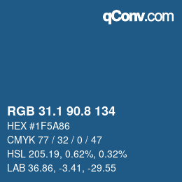 カラーコード: RGB 31.1 90.8 134 | qconv.com