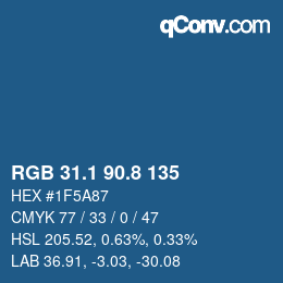 カラーコード: RGB 31.1 90.8 135 | qconv.com