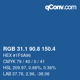 カラーコード: RGB 31.1 90.8 150.4 | qconv.com