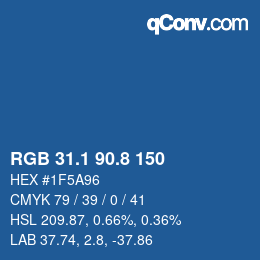 カラーコード: RGB 31.1 90.8 150 | qconv.com