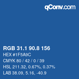 カラーコード: RGB 31.1 90.8 156 | qconv.com