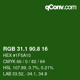 カラーコード: RGB 31.1 90.8 16 | qconv.com