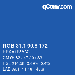 Farbcode: RGB 31.1 90.8 172 | qconv.com