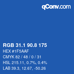 カラーコード: RGB 31.1 90.8 175 | qconv.com