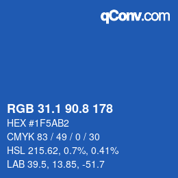 カラーコード: RGB 31.1 90.8 178 | qconv.com