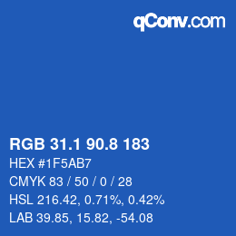 Color code: RGB 31.1 90.8 183 | qconv.com