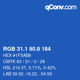 Color code: RGB 31.1 90.8 184 | qconv.com