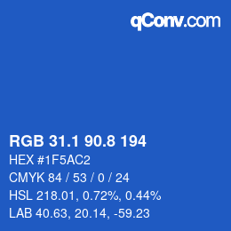 カラーコード: RGB 31.1 90.8 194 | qconv.com