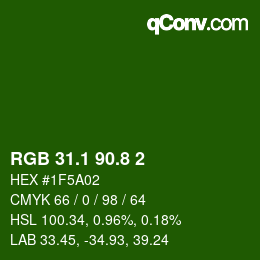 カラーコード: RGB 31.1 90.8 2 | qconv.com