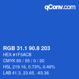Color code: RGB 31.1 90.8 203 | qconv.com