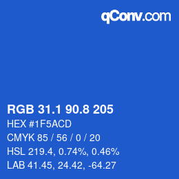 カラーコード: RGB 31.1 90.8 205 | qconv.com