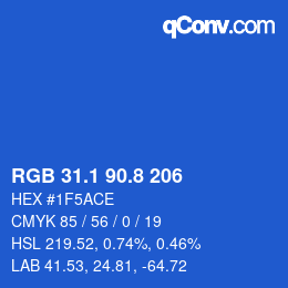 カラーコード: RGB 31.1 90.8 206 | qconv.com