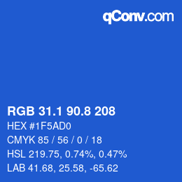 Color code: RGB 31.1 90.8 208 | qconv.com
