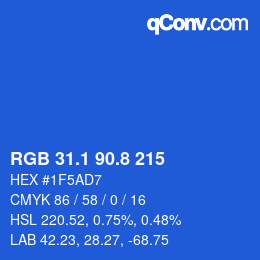 Código de color: RGB 31.1 90.8 215 | qconv.com