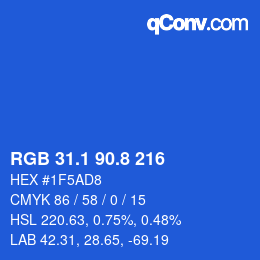 カラーコード: RGB 31.1 90.8 216 | qconv.com