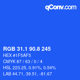 カラーコード: RGB 31.1 90.8 245 | qconv.com