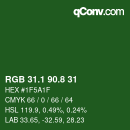 カラーコード: RGB 31.1 90.8 31 | qconv.com