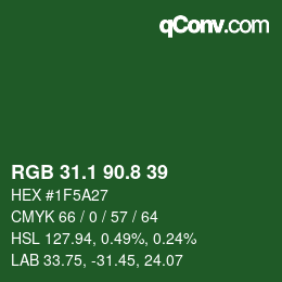 Color code: RGB 31.1 90.8 39 | qconv.com