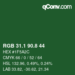 Color code: RGB 31.1 90.8 44 | qconv.com
