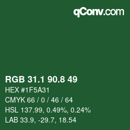 Color code: RGB 31.1 90.8 49 | qconv.com