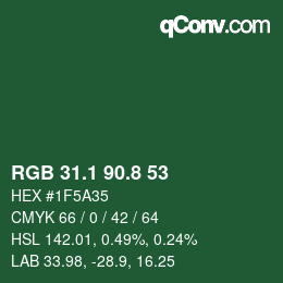 Color code: RGB 31.1 90.8 53 | qconv.com