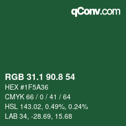 Color code: RGB 31.1 90.8 54 | qconv.com