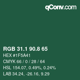 カラーコード: RGB 31.1 90.8 65 | qconv.com