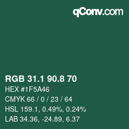 カラーコード: RGB 31.1 90.8 70 | qconv.com