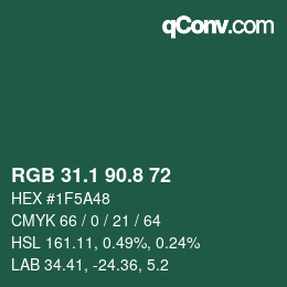 Color code: RGB 31.1 90.8 72 | qconv.com