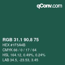 カラーコード: RGB 31.1 90.8 75 | qconv.com