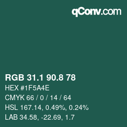 Color code: RGB 31.1 90.8 78 | qconv.com