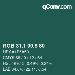 カラーコード: RGB 31.1 90.8 80 | qconv.com