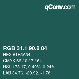 Color code: RGB 31.1 90.8 84 | qconv.com