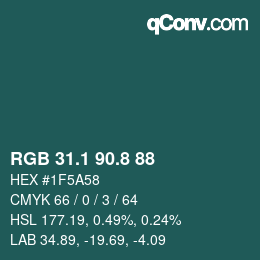 Color code: RGB 31.1 90.8 88 | qconv.com