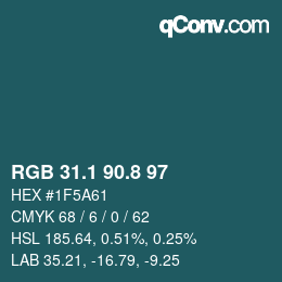 Color code: RGB 31.1 90.8 97 | qconv.com