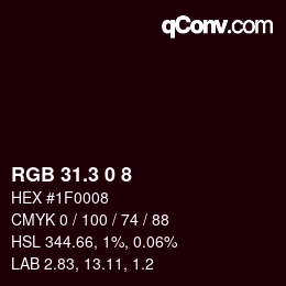 カラーコード: RGB 31.3 0 8 | qconv.com