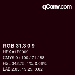 カラーコード: RGB 31.3 0 9 | qconv.com