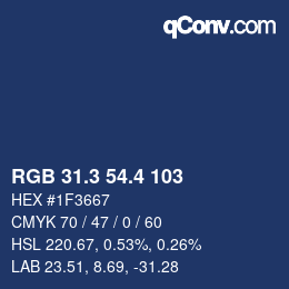 カラーコード: RGB 31.3 54.4 103 | qconv.com