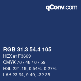カラーコード: RGB 31.3 54.4 105 | qconv.com