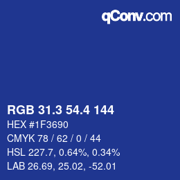 カラーコード: RGB 31.3 54.4 144 | qconv.com