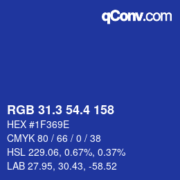 カラーコード: RGB 31.3 54.4 158 | qconv.com