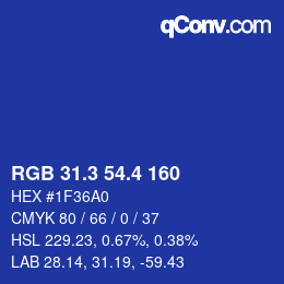 カラーコード: RGB 31.3 54.4 160 | qconv.com